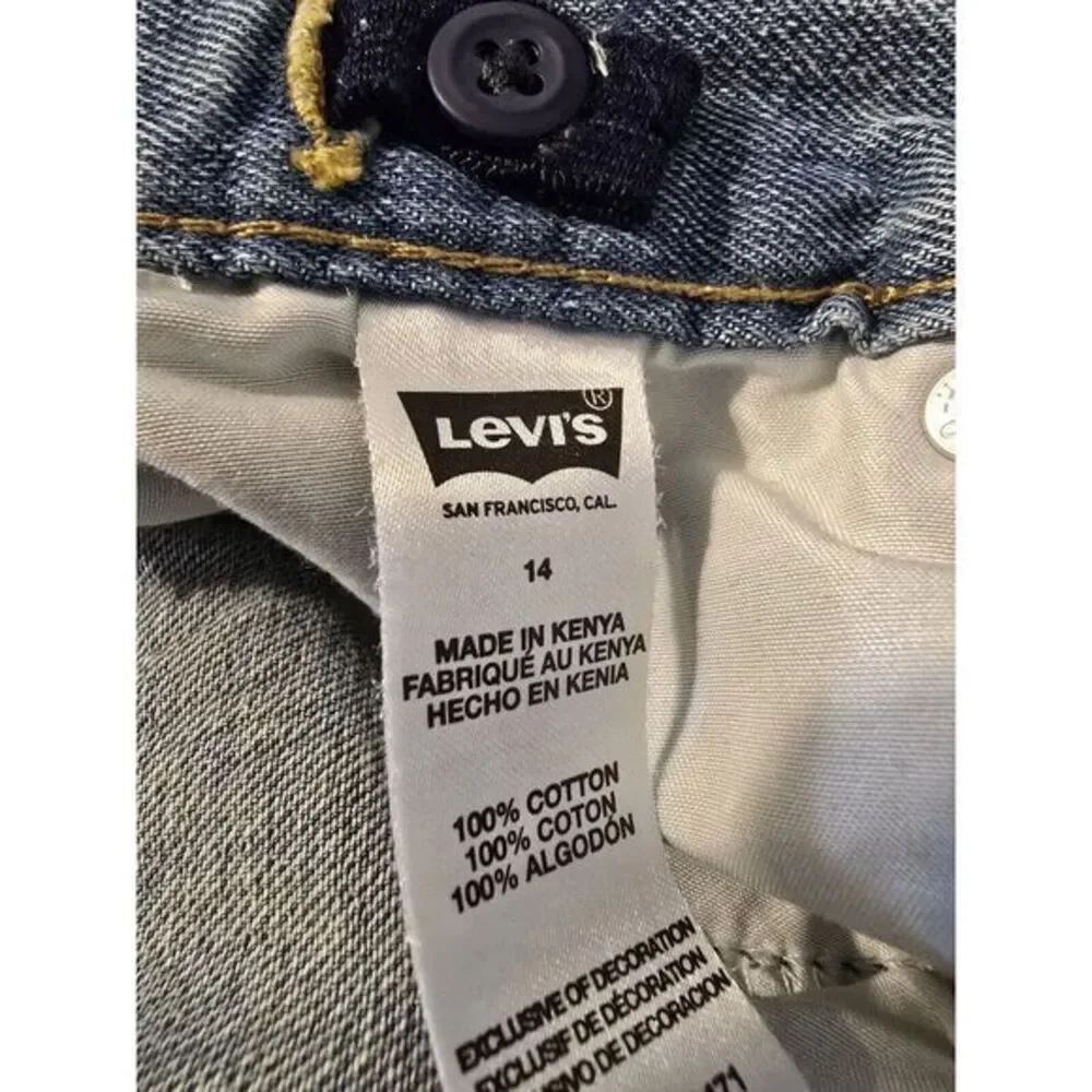 Levi Strauss Youth Boy's Adjustable Waist Distressed Denim Shorts‎ Medium Wash